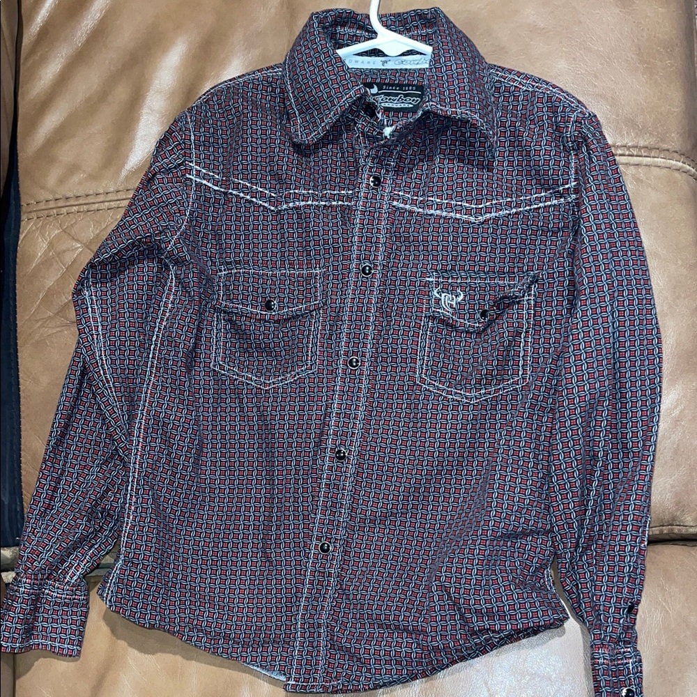 Boys' Red and Black Button Down Shirt
